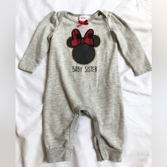Disney Baby Girl Size 6 Month Mini Mouse Grey, Red & Black Romper With Snaps - Picture 4 of 4